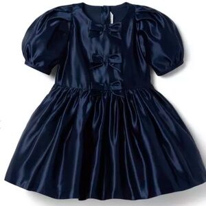Janie and Jack satin bow dress in navy!